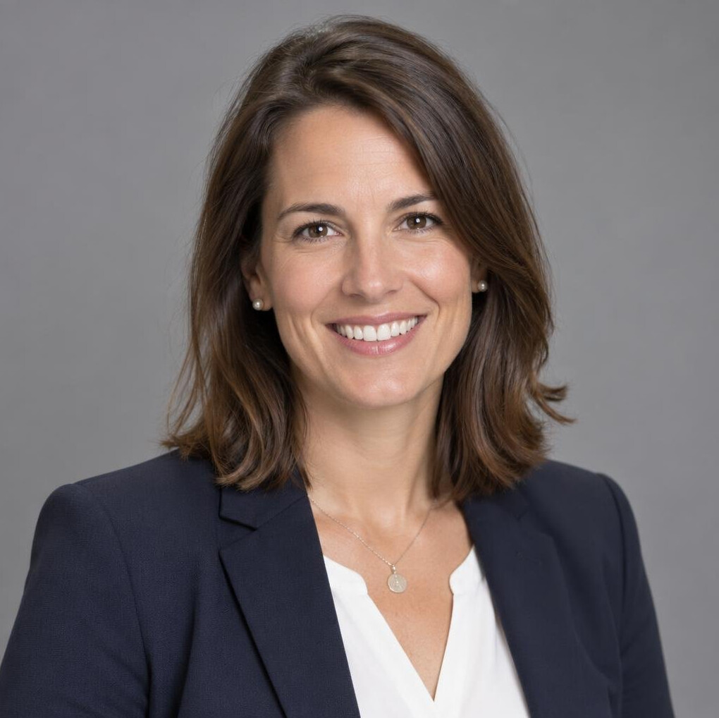 Studio portrait of a Swiss woman in her late thirties, editor